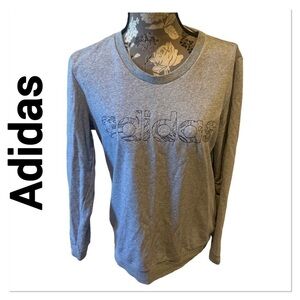 ADIDAS Gray Long Sleeve Logo T-shirt size medium